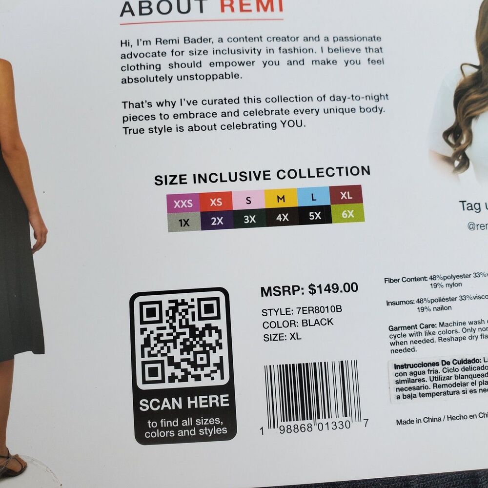NWT Women's Edited by Remi Bader Black Pleated Dress, Size XL, Past Knee - Picture 3 of 4